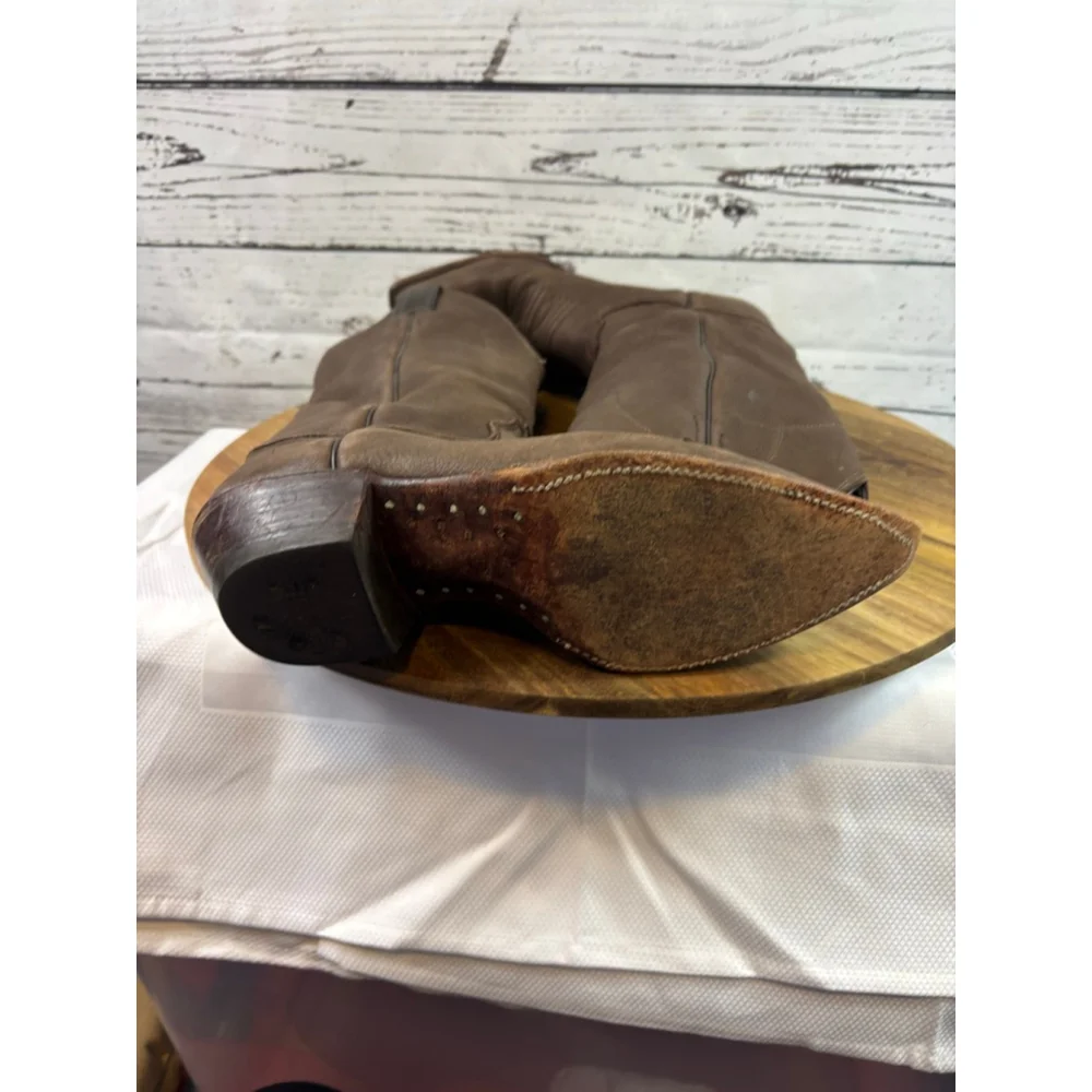 Women's Justin Brown Leather Heeled Cowboy Boots Size 7 - Picture 11 of 13